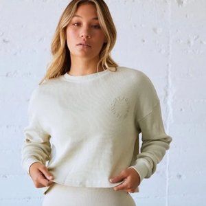 Set Active Waffle Knit Cropped Long Sleeve Tee